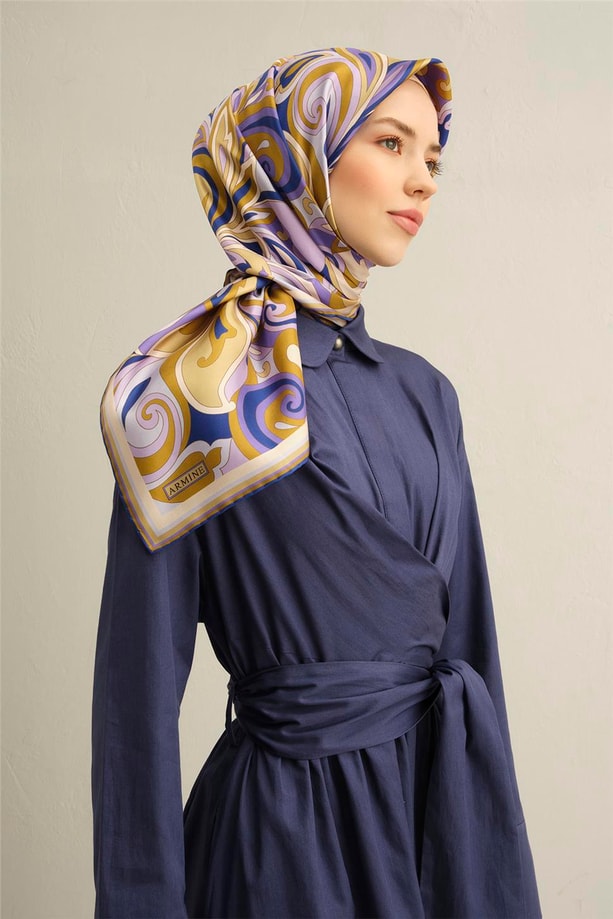 Armine Desenli Saf İpek Sura Eşarp 9323- 01