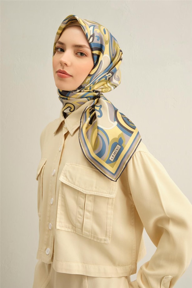Armine Dijital Saf İpek Eşarp 9323D (S) 80
