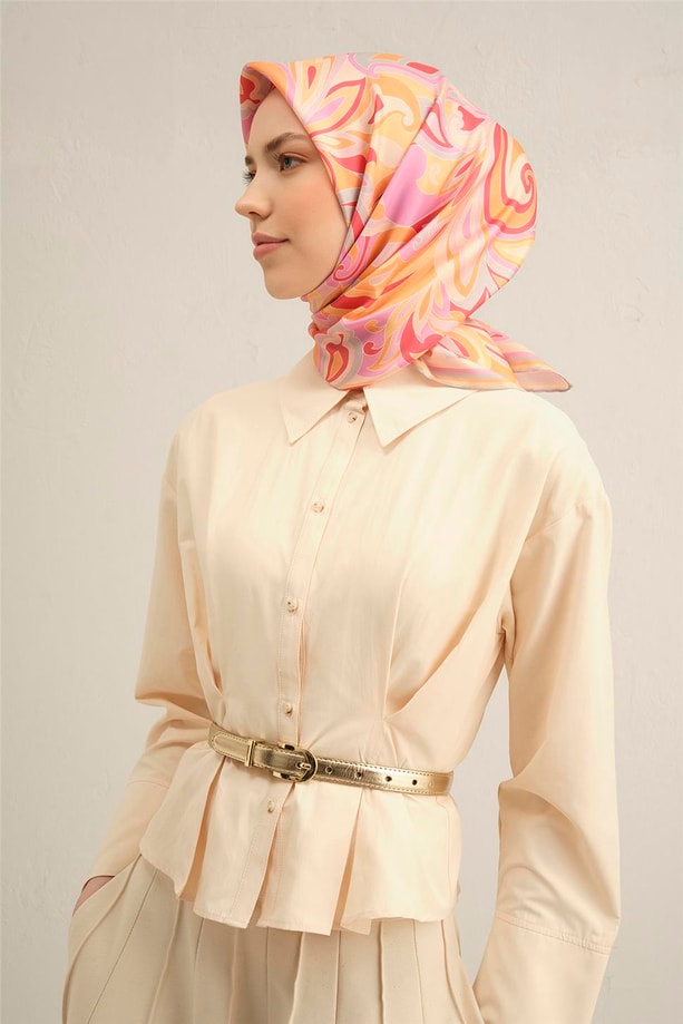 Armine Desenli Saf İpek Sura Eşarp 9323- 85