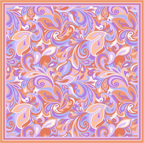 Armine Desenli Saf İpek Twill Eşarp 9323- 04