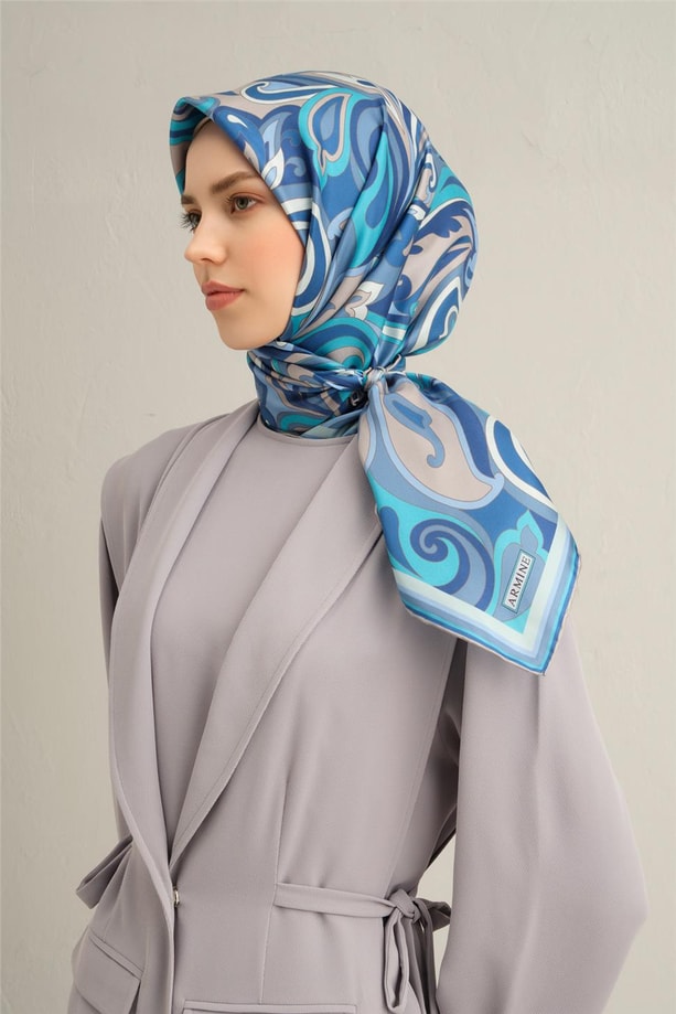 Armine Desenli Saf İpek Twill Eşarp 9323- 06