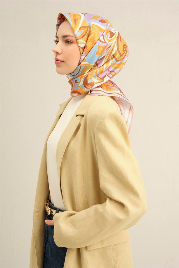 Armine Desenli Saf İpek Twill Eşarp 9323- 37