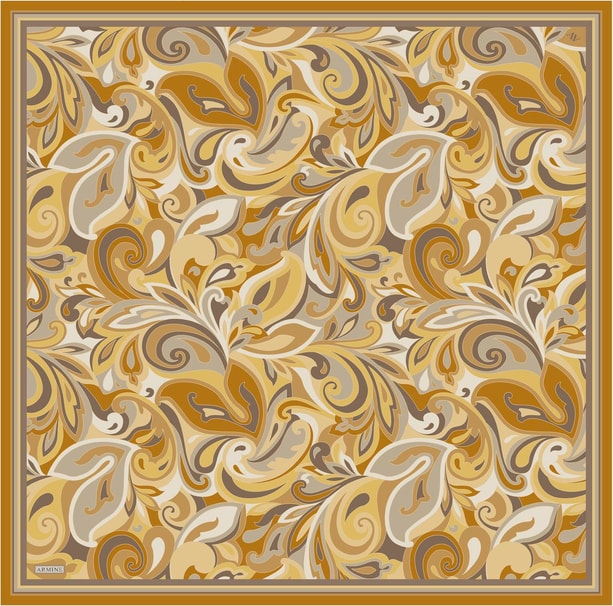 Armine Desenli Saf İpek Twill Eşarp 9323- 50