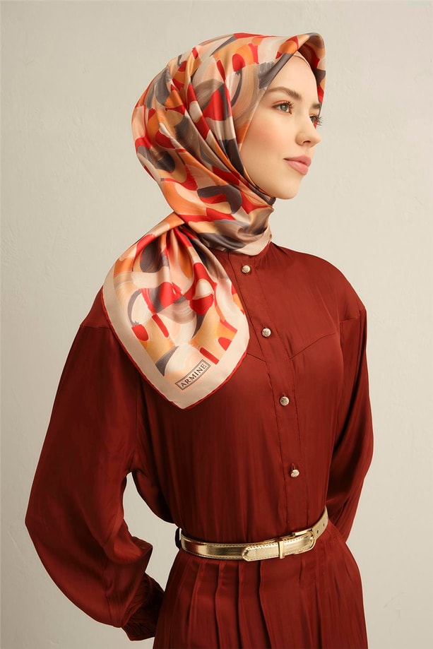 Armine Dijital Saf İpek Eşarp 9329D (S) 02