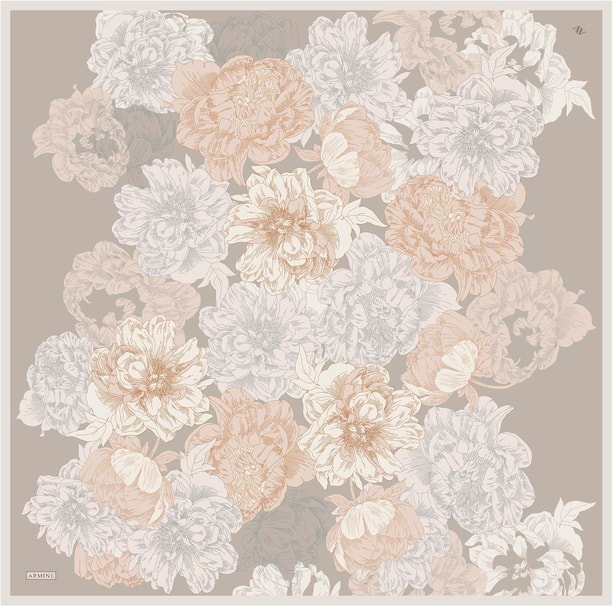 Armine Desenli Saf İpek Twill Eşarp 9330-31