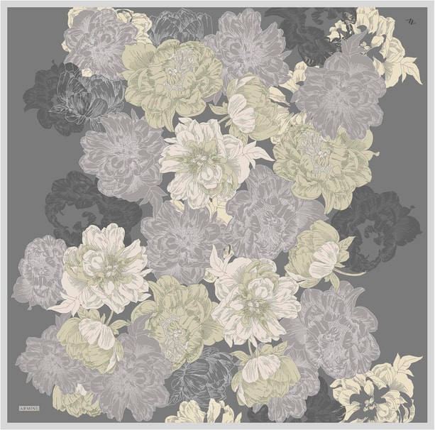 Armine Desenli Saf İpek Twill Eşarp 9330-35