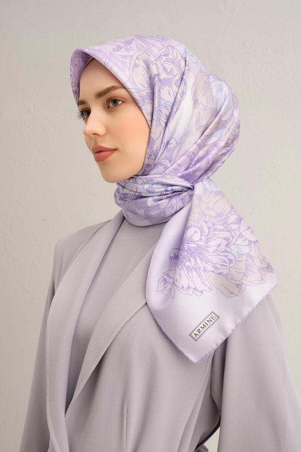 Armine Dijital Saf İpek Eşarp 9330D (T) 82