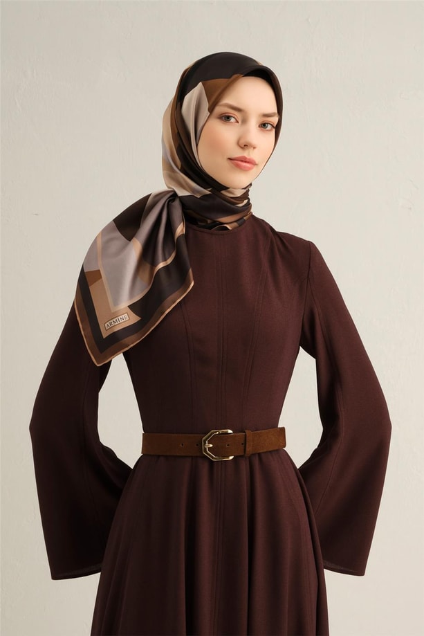 Armine Desenli Saf İpek Twill Eşarp 9331-59