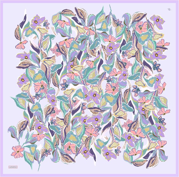 Armine Desenli Saf İpek Twill Eşarp 9332- 33