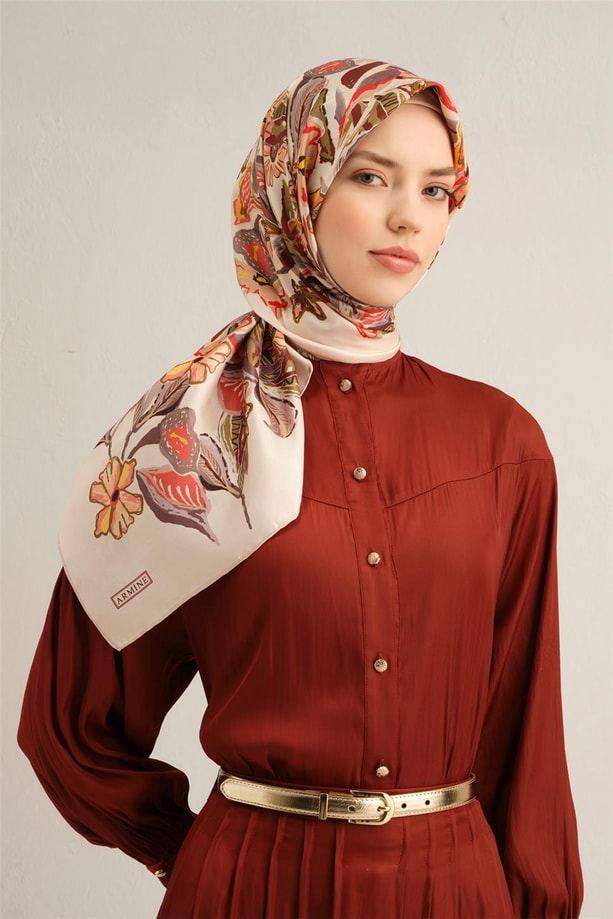 Armine Dijital Saf İpek Eşarp 9332D (T) 36