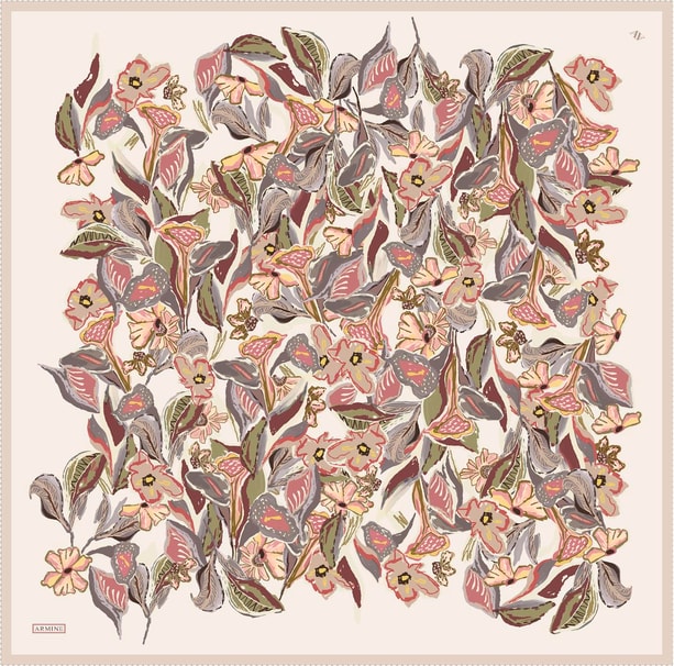 Armine Desenli Saf İpek Twill Eşarp 9332- 36