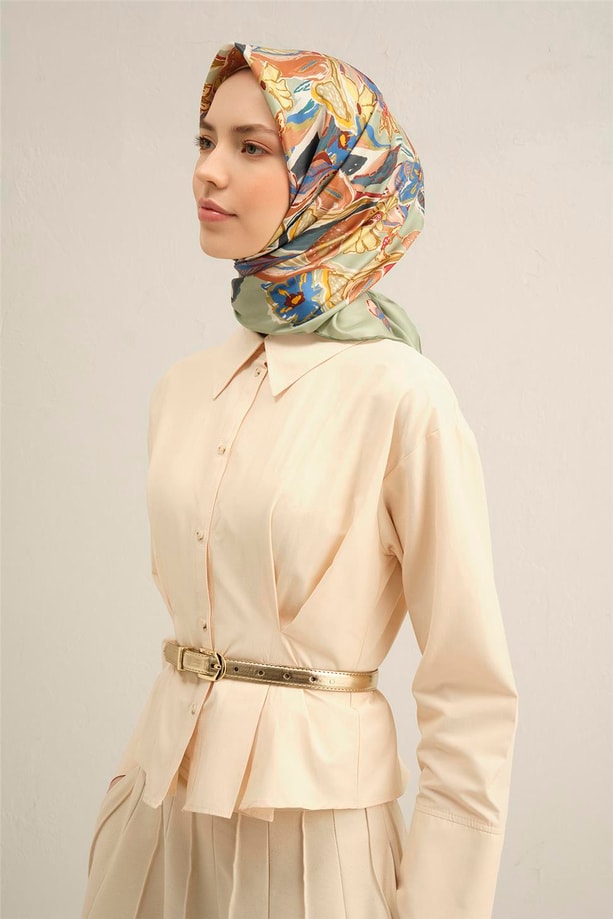 Armine Dijital Saf İpek Eşarp 9332D (T) 57