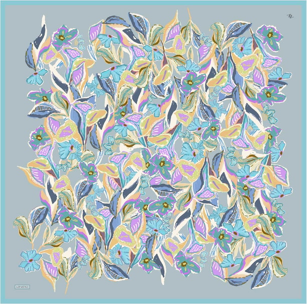 Armine Desenli Saf İpek Twill Eşarp 9332- 80