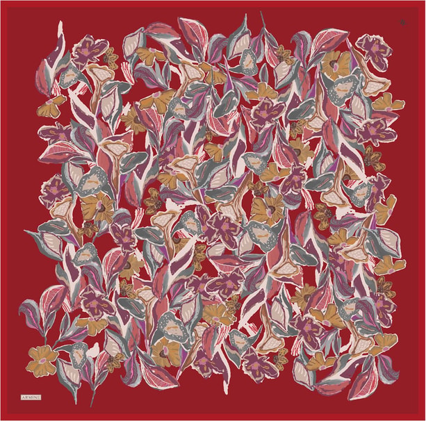 Armine Desenli Saf İpek Twill Eşarp 9332- 85