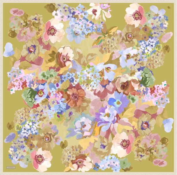 Armine Desenli Saf İpek Twill Eşarp 9334- 59
