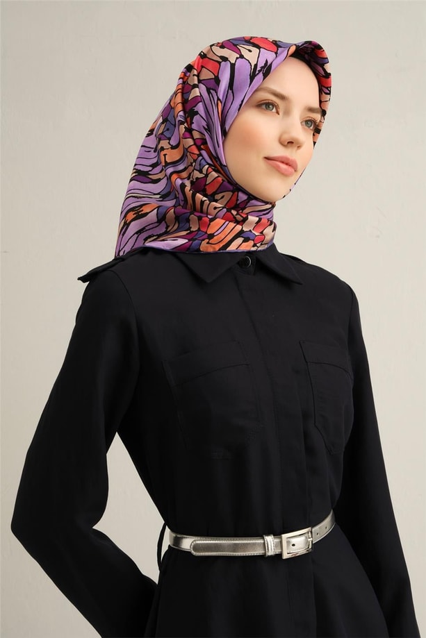Armine Desenli Saf İpek Twill Eşarp 9335- 06