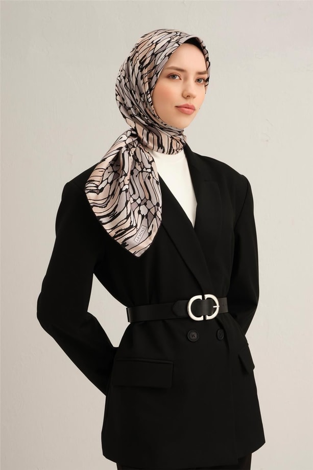 Armine Desenli Saf İpek Twill Eşarp 9335- 86