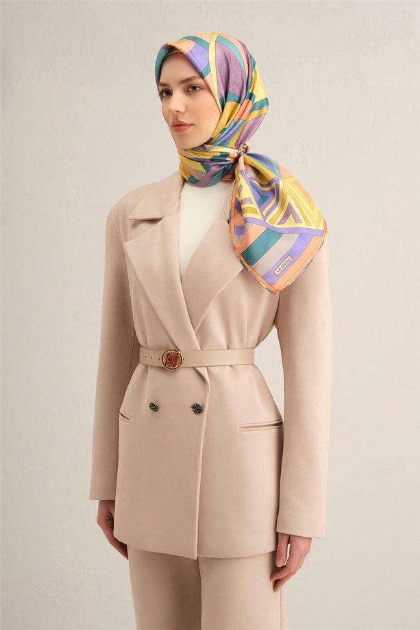 Armine Desenli Saf İpek Twill Eşarp 9336- 54