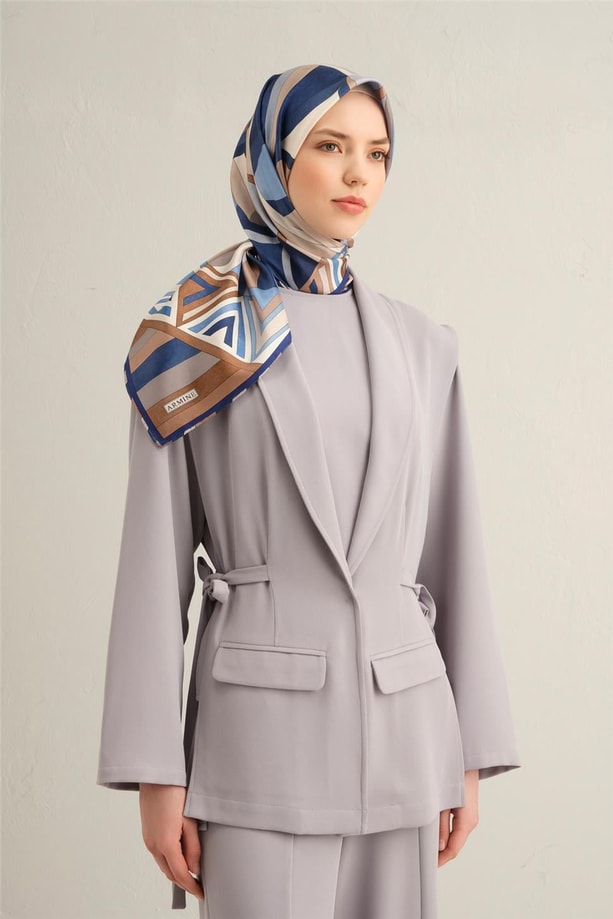 Armine Desenli Saf İpek Twill Eşarp 9336-82