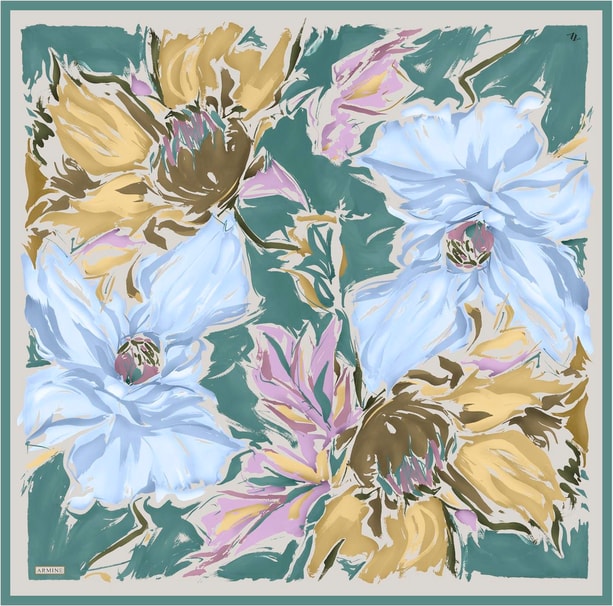 Armine Desenli Saf İpek Twill Eşarp 9337-50