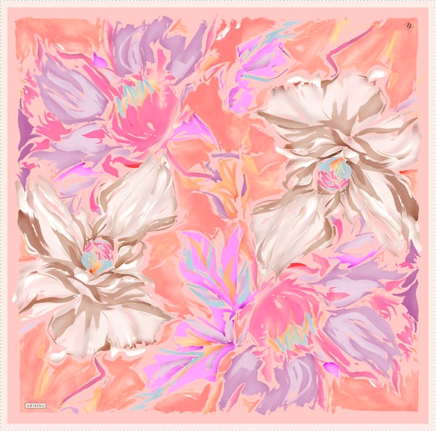Armine Desenli Saf İpek Twill Eşarp 9337-82