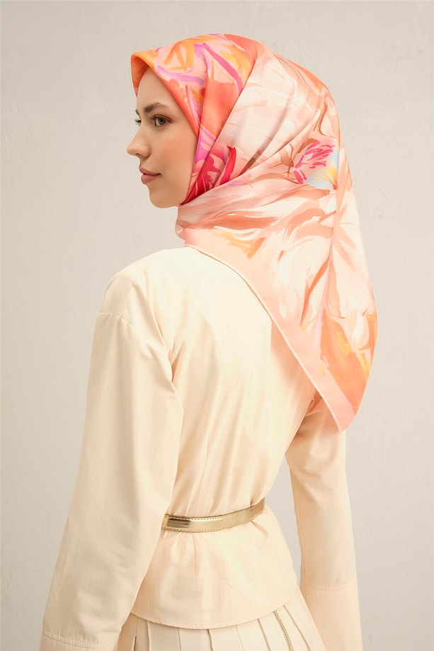 Armine Desenli Saf İpek Twill Eşarp 9337- 82