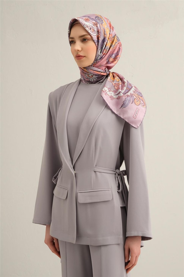 Armine Desenli Saf İpek Twill Eşarp 9338- 53