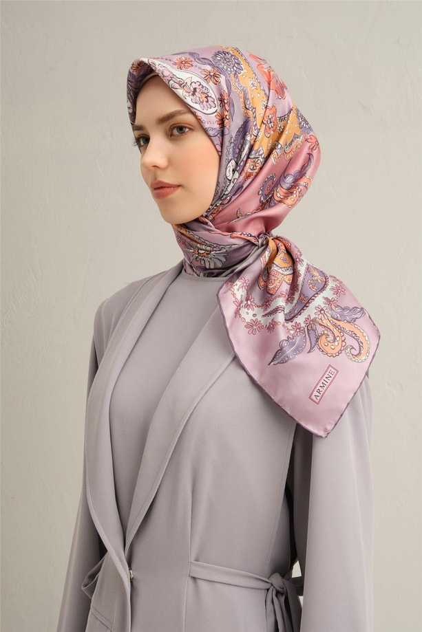 Armine Desenli Saf İpek Twill Eşarp 9338- 53
