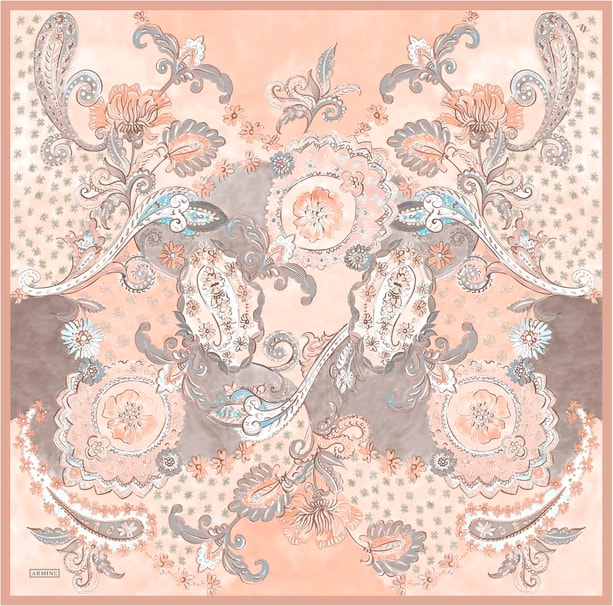 Armine Desenli Saf İpek Twill Eşarp 9338-55