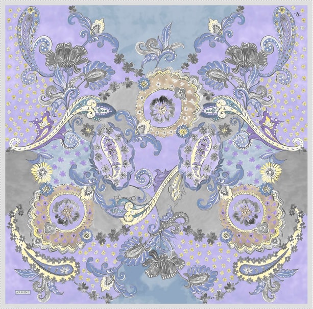 Armine Desenli Saf İpek Twill Eşarp 9338- 82