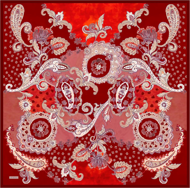 Armine Desenli Saf İpek Sura Eşarp 9338-50