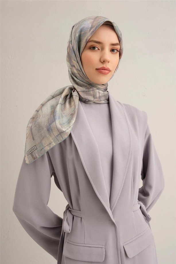 Armine Desenli Saf İpek Twill Eşarp 9339- 57