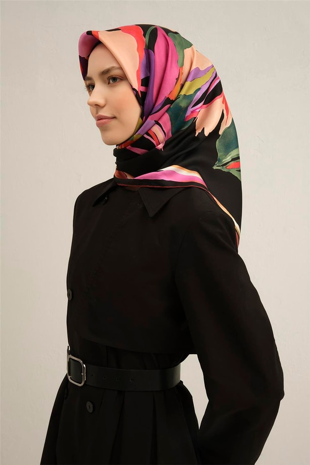 Armine Desenli Saf İpek Twill Eşarp 9340- 36