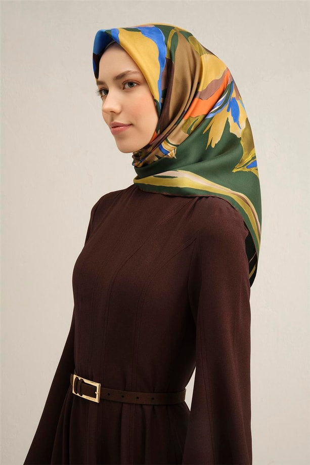Armine Desenli Saf İpek Twill Eşarp 9340- 54