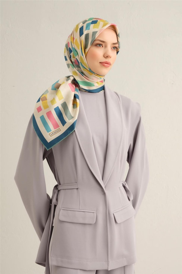 Armine Dijital Saf İpek Eşarp 9341D (S) 81