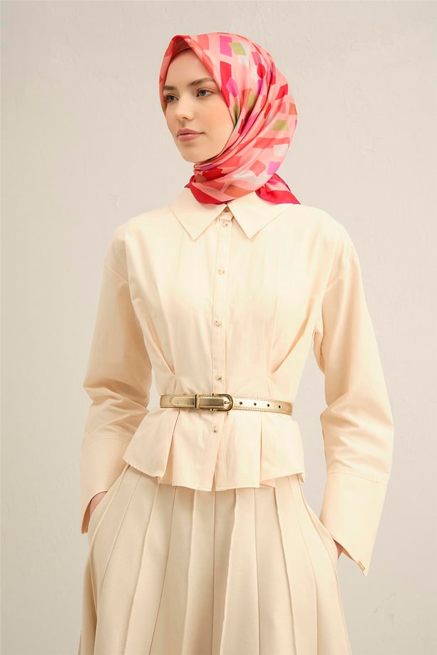 Armine Desenli Saf İpek Twill Eşarp 9341- 51