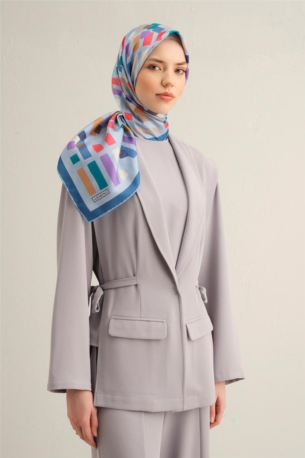 Armine Desenli Saf İpek Twill Eşarp 9341-83