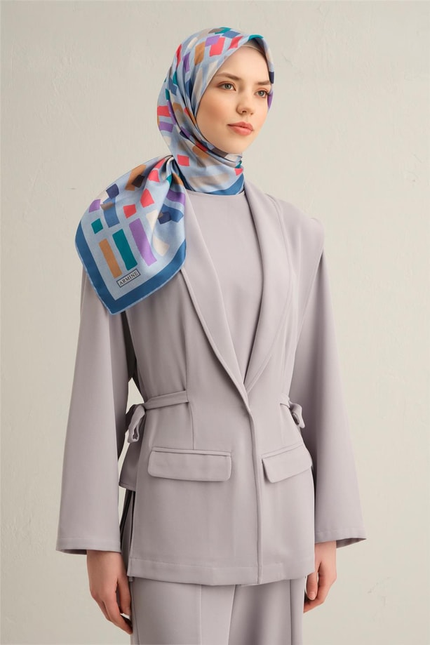 Armine Desenli Saf İpek Twill Eşarp 9341-83