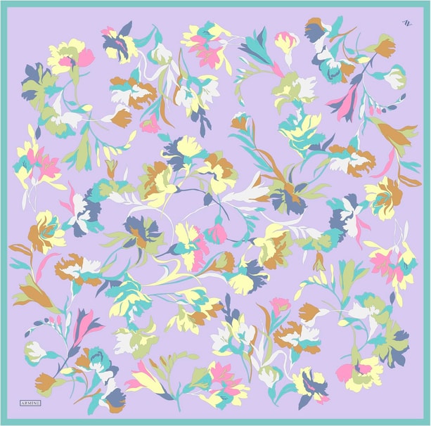 Armine Desenli Saf İpek Sura Eşarp 9342-56