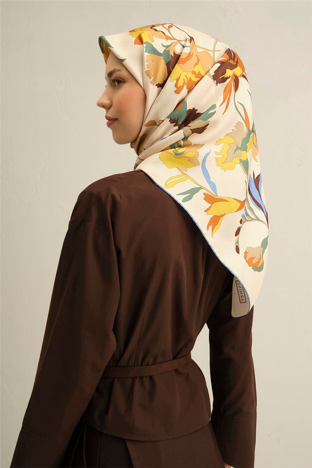 Armine Desenli Saf İpek Twill Eşarp 9342- 03