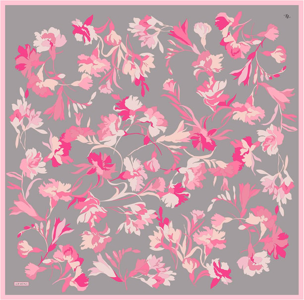 Armine Desenli Saf İpek Twill Eşarp 9342- 33
