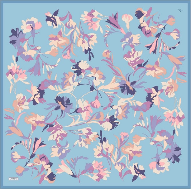Armine Desenli Saf İpek Twill Eşarp 9342- 34