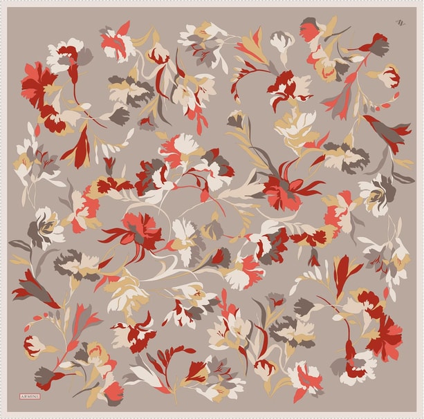 Armine Desenli Saf İpek Twill Eşarp 9342- 37
