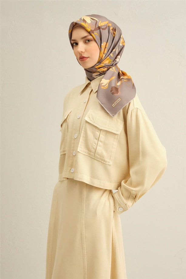 Armine Desenli Saf İpek Twill Eşarp 9342- 38