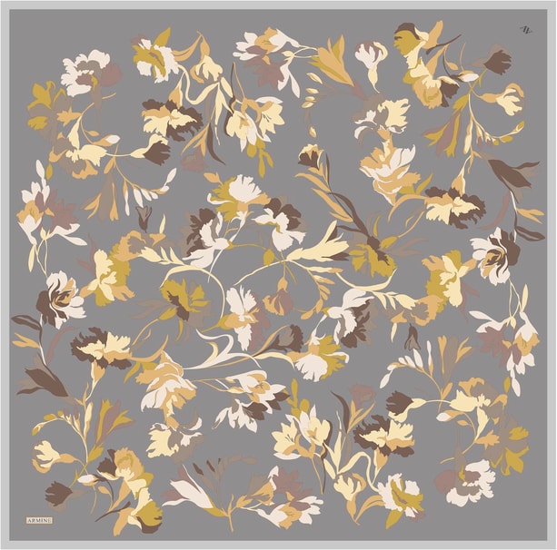 Armine Desenli Saf İpek Twill Eşarp 9342- 38
