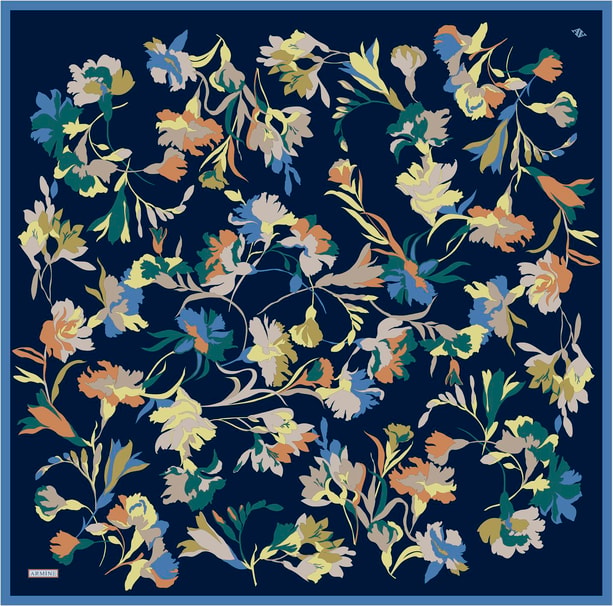 Armine Çiçek Desenli Saf İpek Twill Eşarp 9342D 51