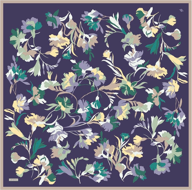 Armine Desenli Saf İpek Twill Eşarp 9342- 54