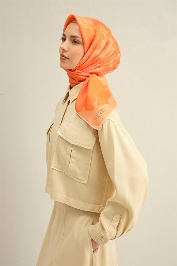 Armine Desenli Saf İpek Twill Eşarp 9344- 36