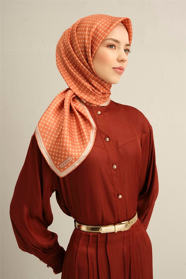 Armine Desenli Saf İpek Twill Eşarp 9345- 05