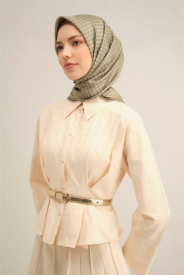 Armine Desenli Saf İpek Twill Eşarp 9345- 33